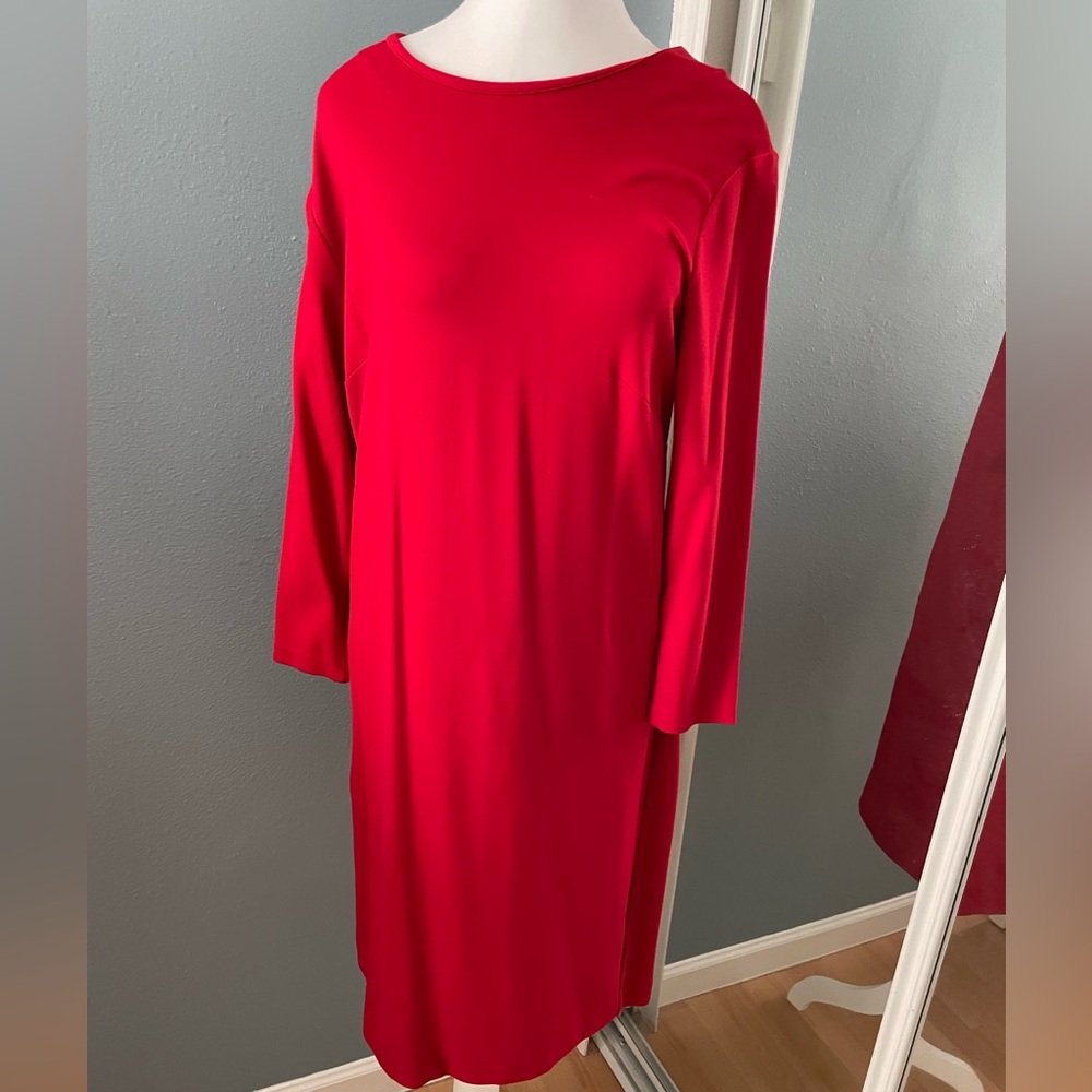 Ann Taylor Vibrant Red Long Sleeve Dress